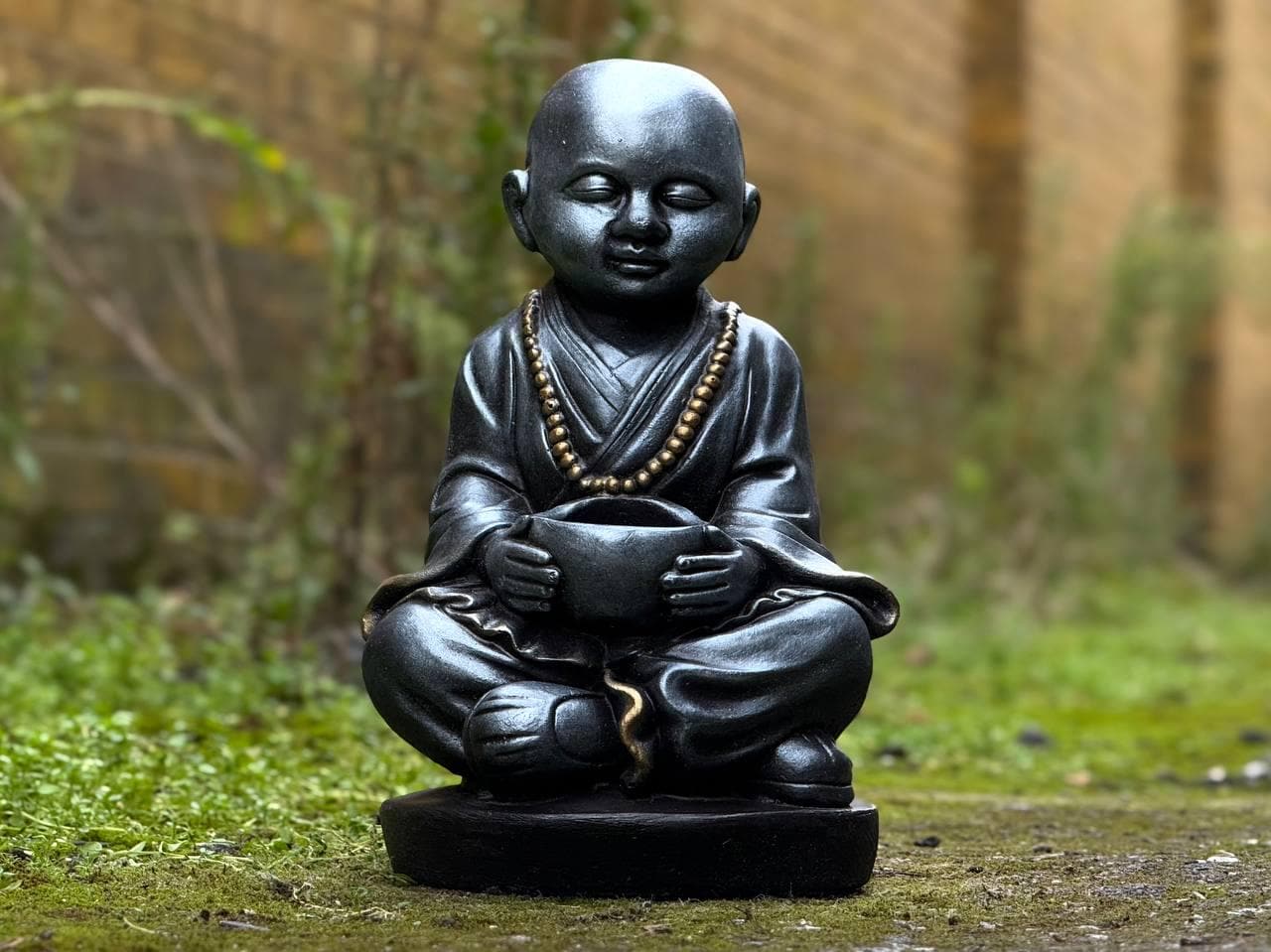 Unique Black Buddha With Bowl Statue Japanese Buddha With Pot