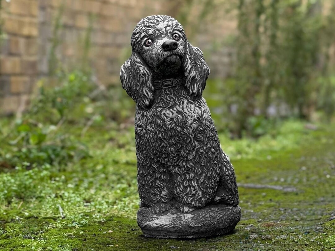 犬彫刻付き コンクリート 陶器 オーナメント Amazon.co.jp: プードル犬の像 コンクリートガーデン彫刻 : DIY・工具