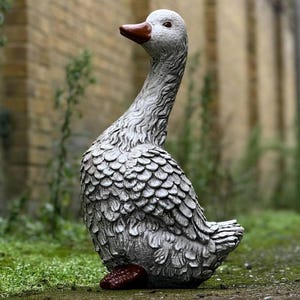 Outdoor goose figurine Stone sitting goose decor Concrete duck figurine Cement animal ornament  Yard duck sculpture Farmer decoration Gift