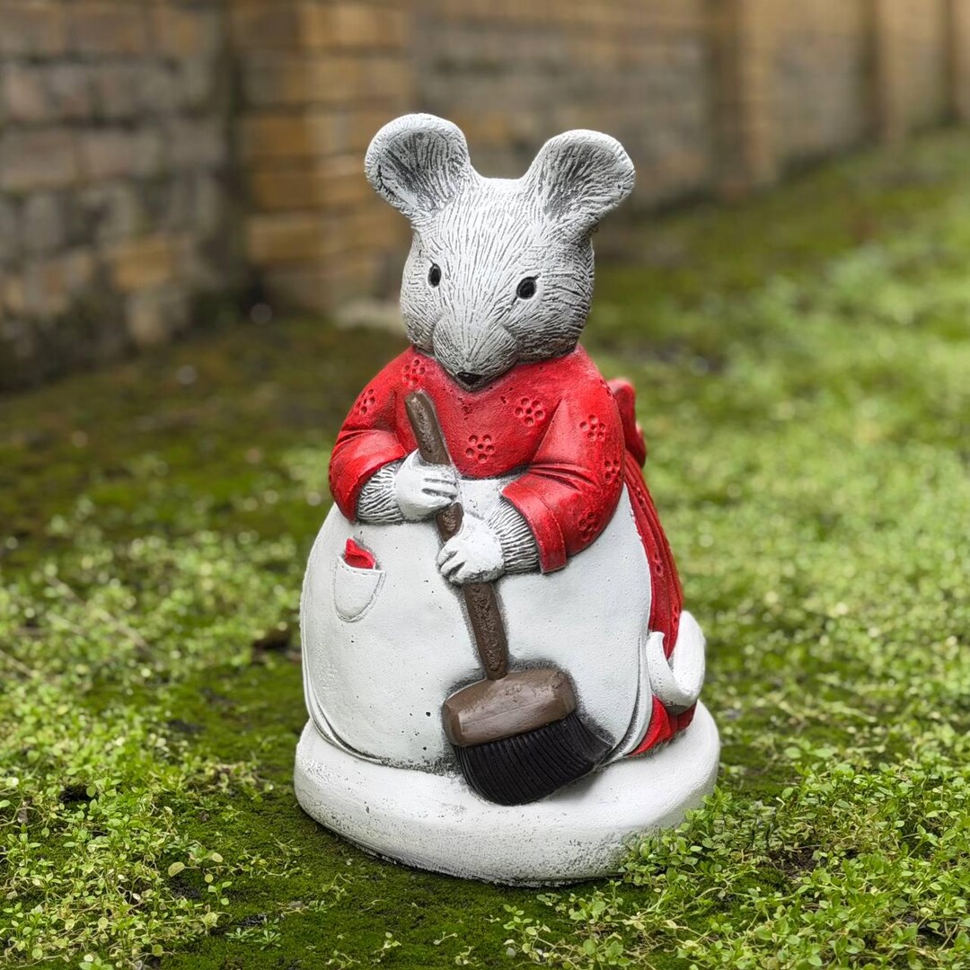 Stone Mouse Statue Concrete Mother Mouse Sculpture Cement Animal ...