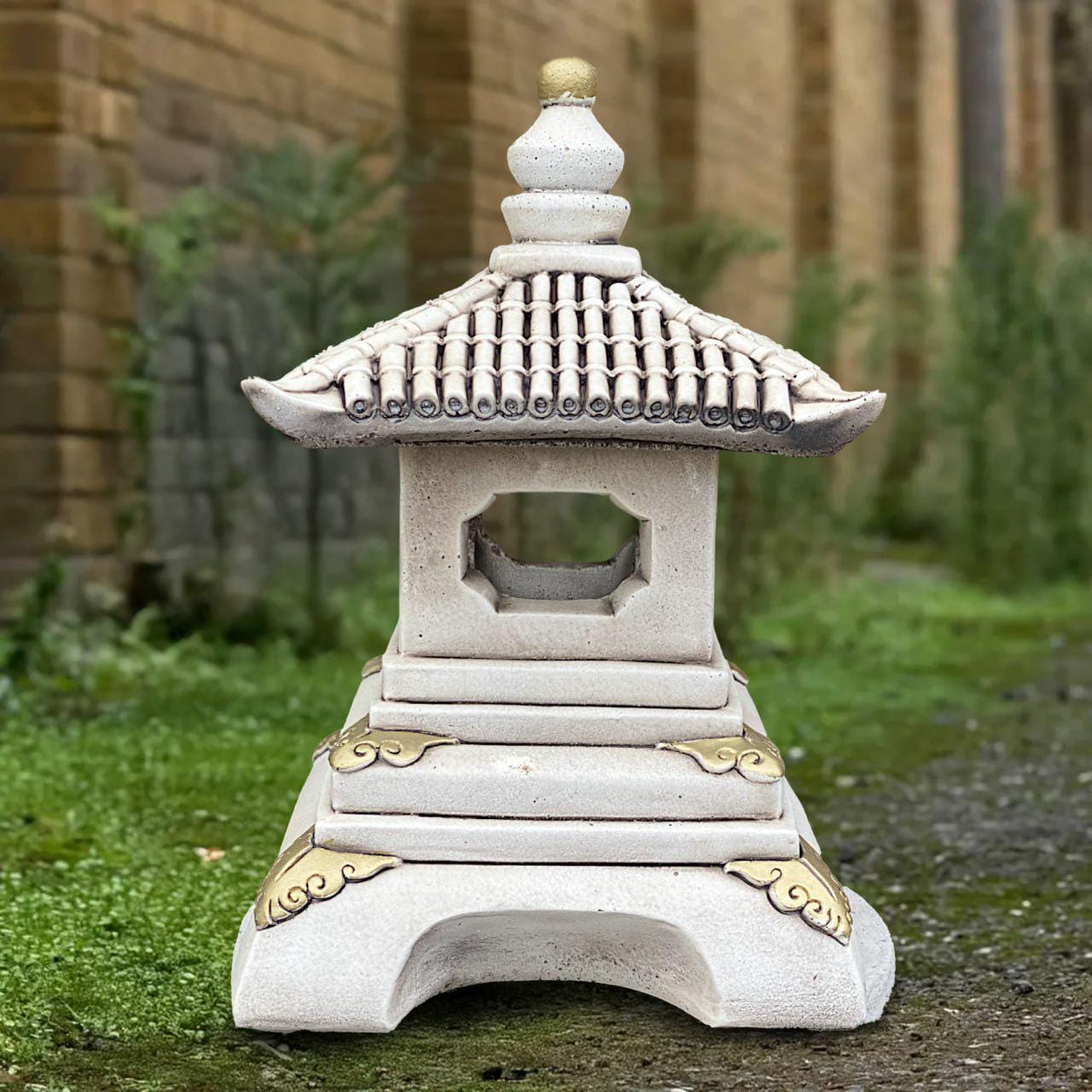 Concrete Pagoda Lantern Stone Zen Statue Asian Garden Figurine