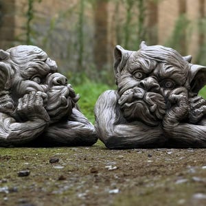 Amazing Pair Gargoyle Statue Concrete Demons Decor Outdoor Monsters ...