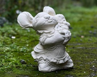 Adorabile statuetta di topo con decorazione per bambini Ornamento per giardino e casa per le vacanze Statuetta di animale in cemento Statua di topo in cemento Regalo per gli amanti dei topi