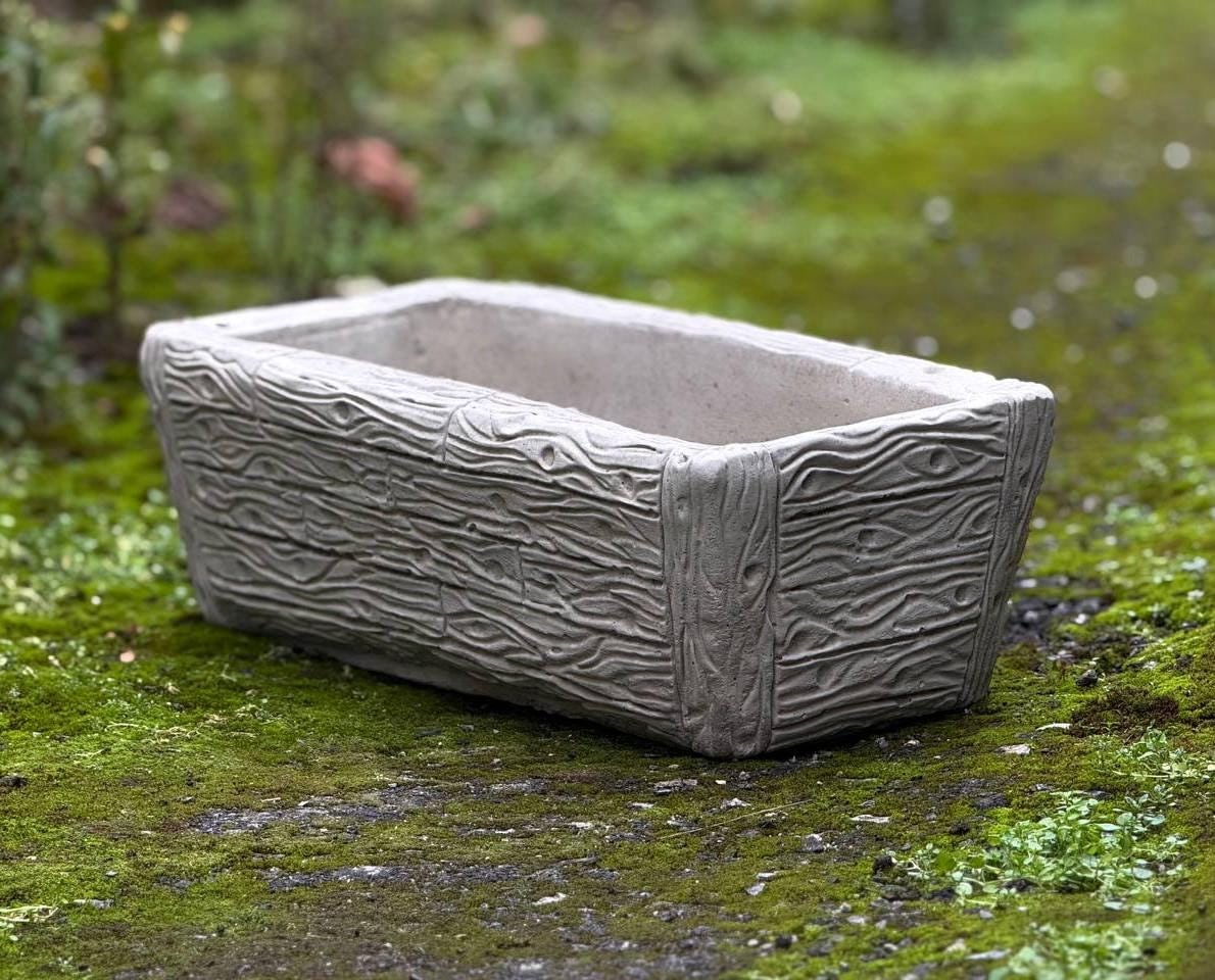 Rechteckiger Beton Pflanzkasten Stein Holzmaserung Design Langlebiger Outdoor Zement Blumentopf Moderner Gartenpflanzenbehälter Rasenverzierung Geschenk