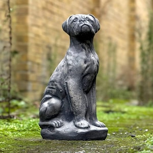 Outdoor Boxer dog figurine Concrete dog sculpture Stone memorial dog statue Cement pet decoration Garden dog ornament Dog lover gift art