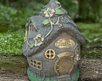 Fantasy fairy house statue Concrete home figurine  Stone house decoration Modern sculpture Front door ornament House lover gift Yard art