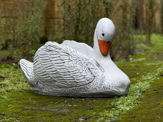 Decorazione Cigno In Resina - Per Giardino, 19 Cm, Bianco, Realistica E Carina - Foto 9