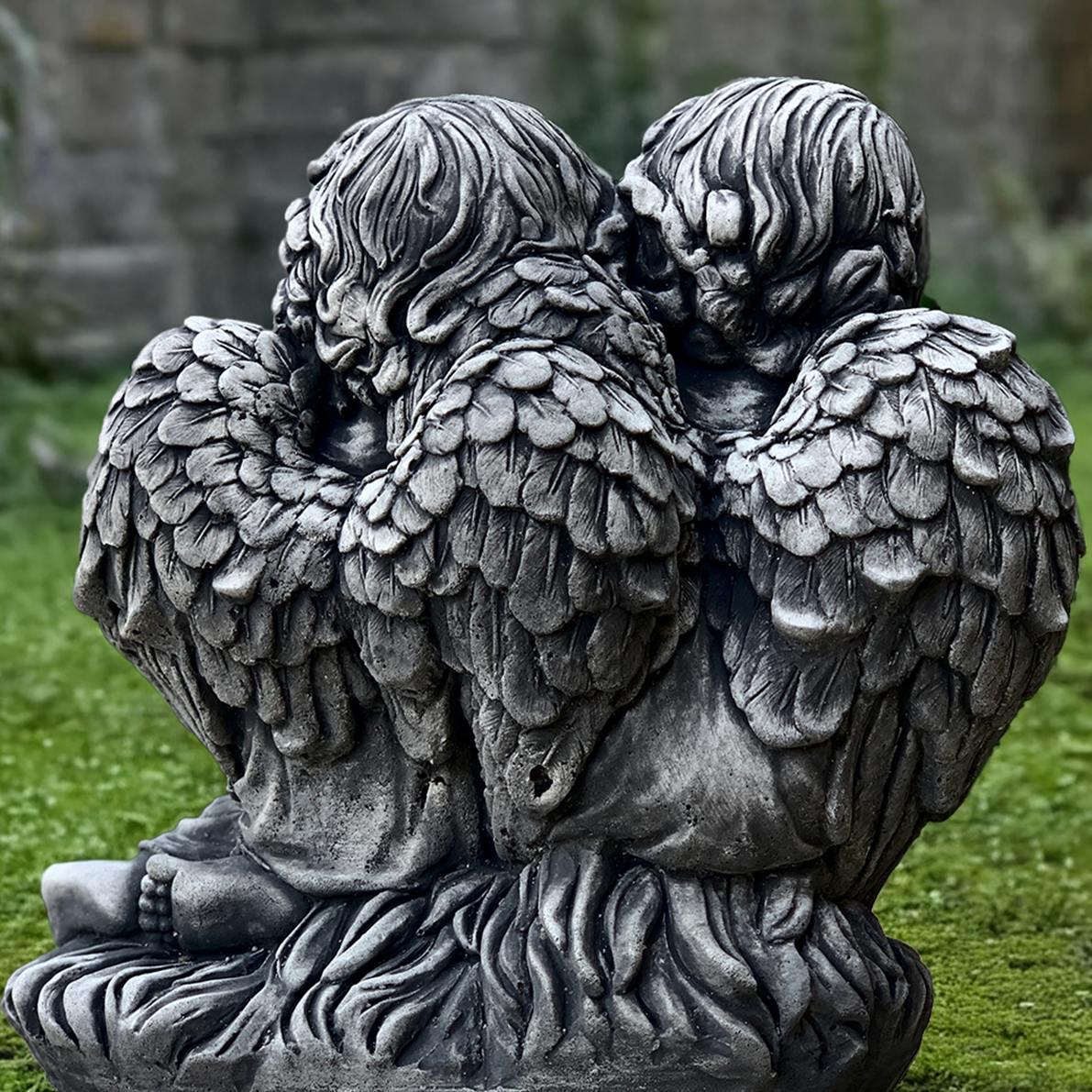 Concrete Baby Angel With Sunflower Statue Stone Pair Cherub Sculpture ...