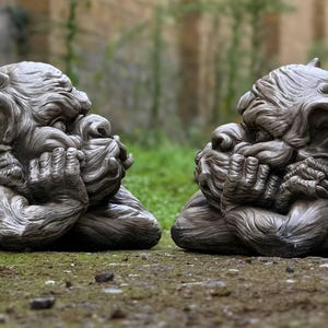 Amazing Pair Gargoyle Statue Concrete Demons Decor Outdoor Monsters ...
