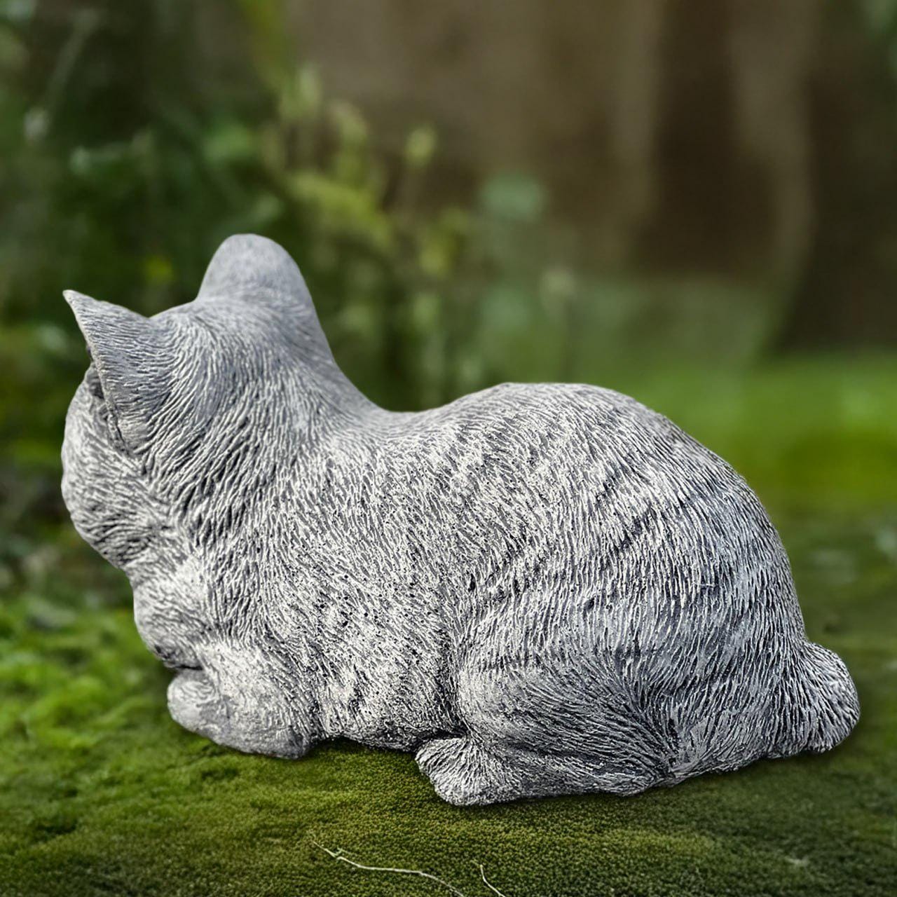 石の猫の置物 屋外用子猫像 コンクリート製ペット記念装飾 庭の猫の