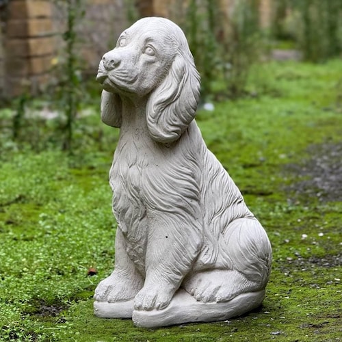 Statue de chien épagneul en béton, monument commémoratif d'épagneul, statue de cocker, figurine de chien personnalisée, cadeau animal unique pour les amateurs d'animaux de compagnie, décoration commémorative de chien
