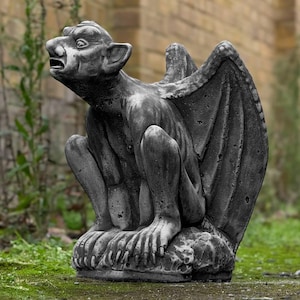 Outdoor gargoyle statue Concrete monster figurine Stone guardian gargoyle decoration Cement demon sculpture Garden and home decor Lover gift
