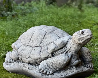Concrete turtle sculpture Handmade turtle figure Outdoor animal statue Cement animal decoration Patio turtle ornament Stone turtle art gift