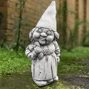 Smiling gnome sculpture Concrete gnome women statue Outdoor troll figurine Nordic gnome ornament Gnome lover gift Handmade gnome Yard art