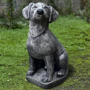Sitting Labrador sculpture Concrete dog figurine Outdoor pet ornament Stone memorial Labrador statue Cement animal figurine  Dog lover gift