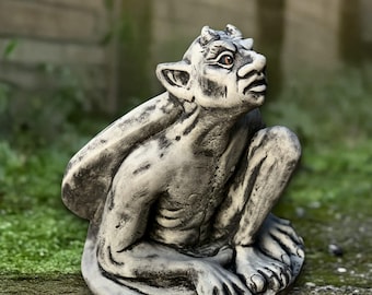 Concrete gargoyle sculpture Stone monster statue Cement medieval gargoyle decoration Gothic monster ornament Gargoyle lover gift Yard art
