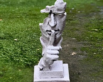 抽象的な沈黙の顔の彫像コンクリートの顔の彫刻屋外の沈黙の彫刻