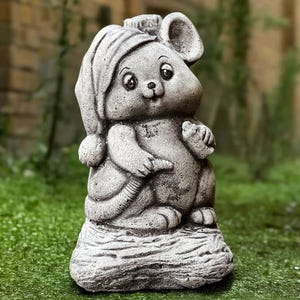 Outdoor mouse statue Concrete Easter mouse decoration Cement animal statue Stone garden ornament Front door decoration Mouse lover gift