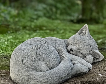 Sleeping kitty statue Concrete kitten figurine Stone cat decoration Memorial kitty ornament Front door ornament Kitty lover gift Yard art