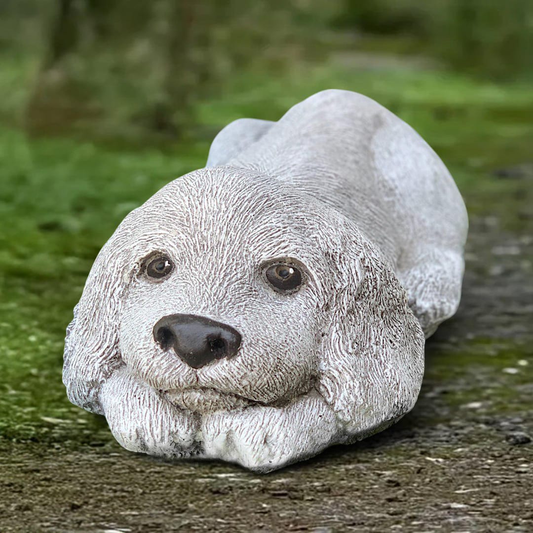 Sleeping dog stone statue - België