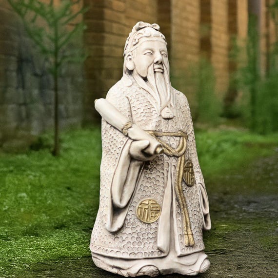 Large Chinese Man Sculpture Concrete Oriental Statue Stone Asian