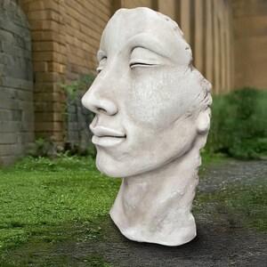 Large Head Sculpture Concrete Head Statue Outdoor Human Bust Figurine ...