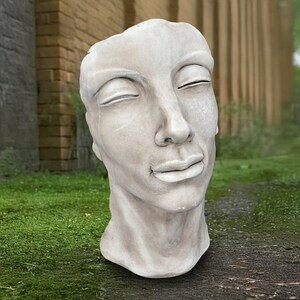 Large Head Sculpture Concrete Head Statue Outdoor Human Bust Figurine ...