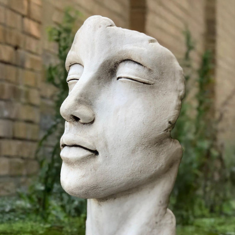 Large Face Sculpture Concrete Minimalist Head Statue Cement Human Bust ...