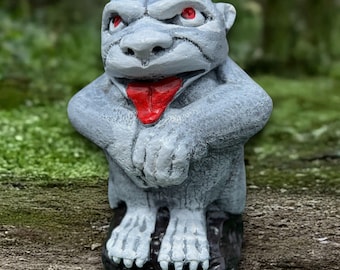 Gothic gargoyle sculpture Concrete monster statue Stone mythical monster ornament Front door decoration Handmade gargoyle Monster lover gift