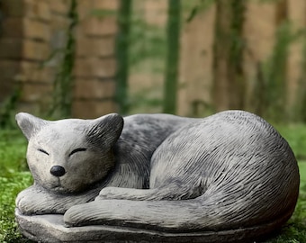 Sleeping cat statue Concrete kitten figurine Outdoor kitty decoration Stone relaxing kitty ornament Memorial cat sculpture Kitty lover gift