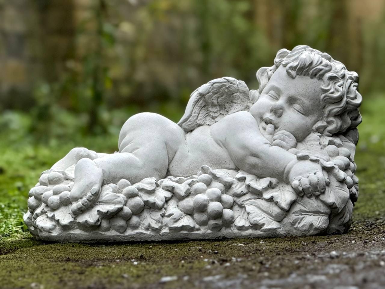 Outdoor Baby Angel Figurine Concrete Cherub Statue Stone Guardian ...