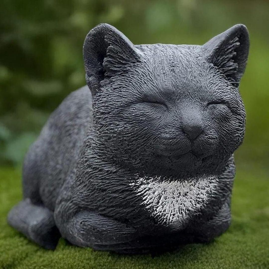 Concrete Cat Figurine Outdoor Animal Stone Pet Memorial Statue for ...