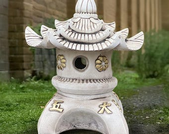 Estatua de pagoda asiática, linterna de hormigón, figura de jardín de piedra, decoración zen japonesa, lámpara oriental de cemento, adorno para patio al aire libre, regalo para amantes de las pagodas