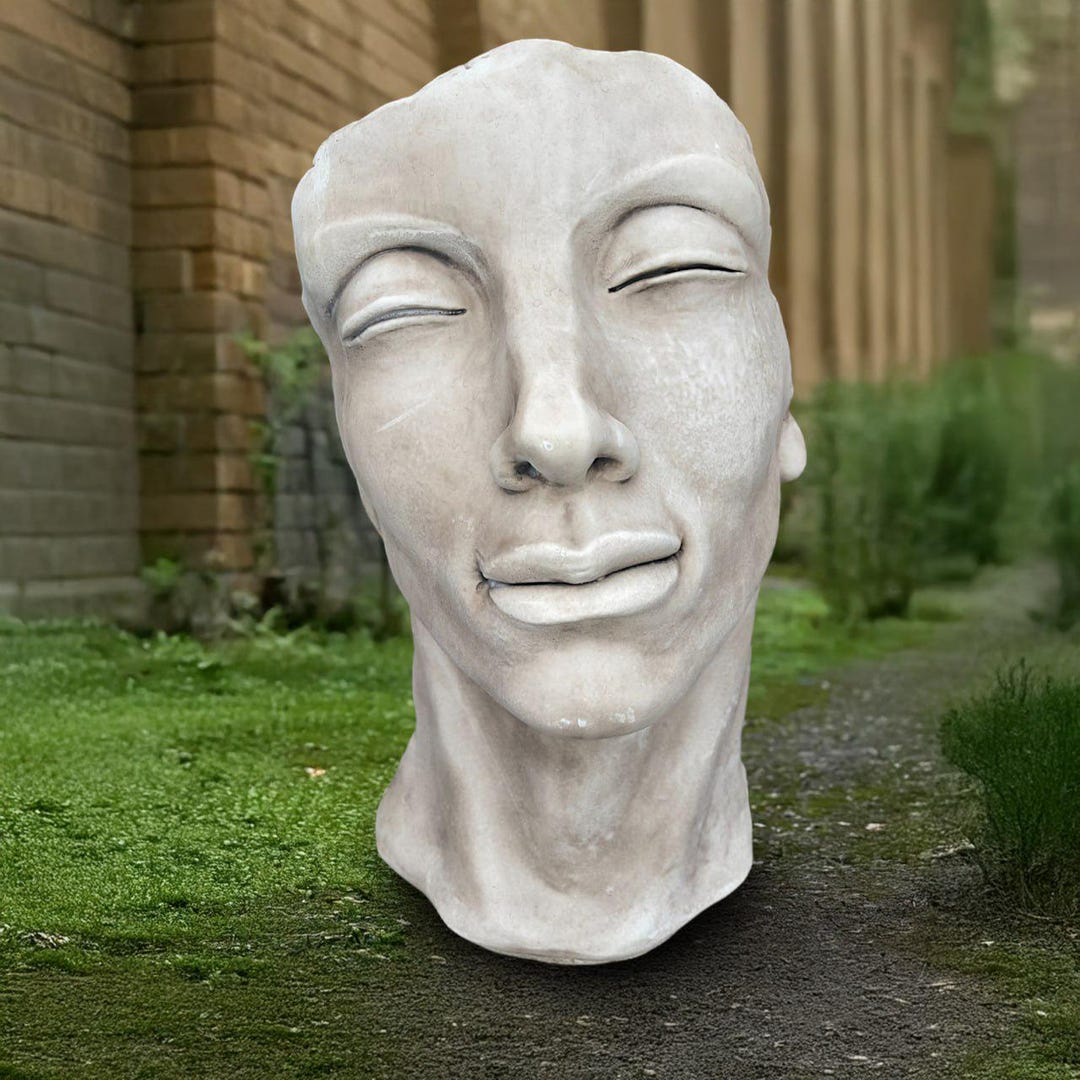 Large Head Sculpture Concrete Head Statue Outdoor Human Bust Figurine ...