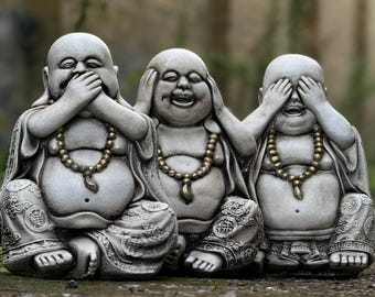 Japanese Three Wise Buddha Set Concrete Garden and Home Decoration