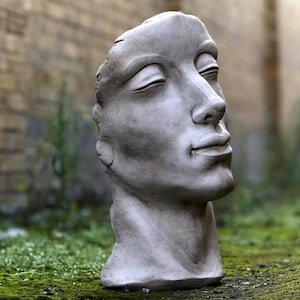Large Modern Face Figurine Concrete Minimalist Head Sculpture Cement ...