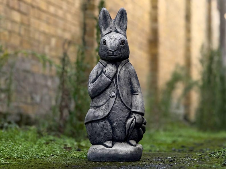 Stone Peter Rabbit Statue Concrete Rabbit Garden and Home Figurine ...