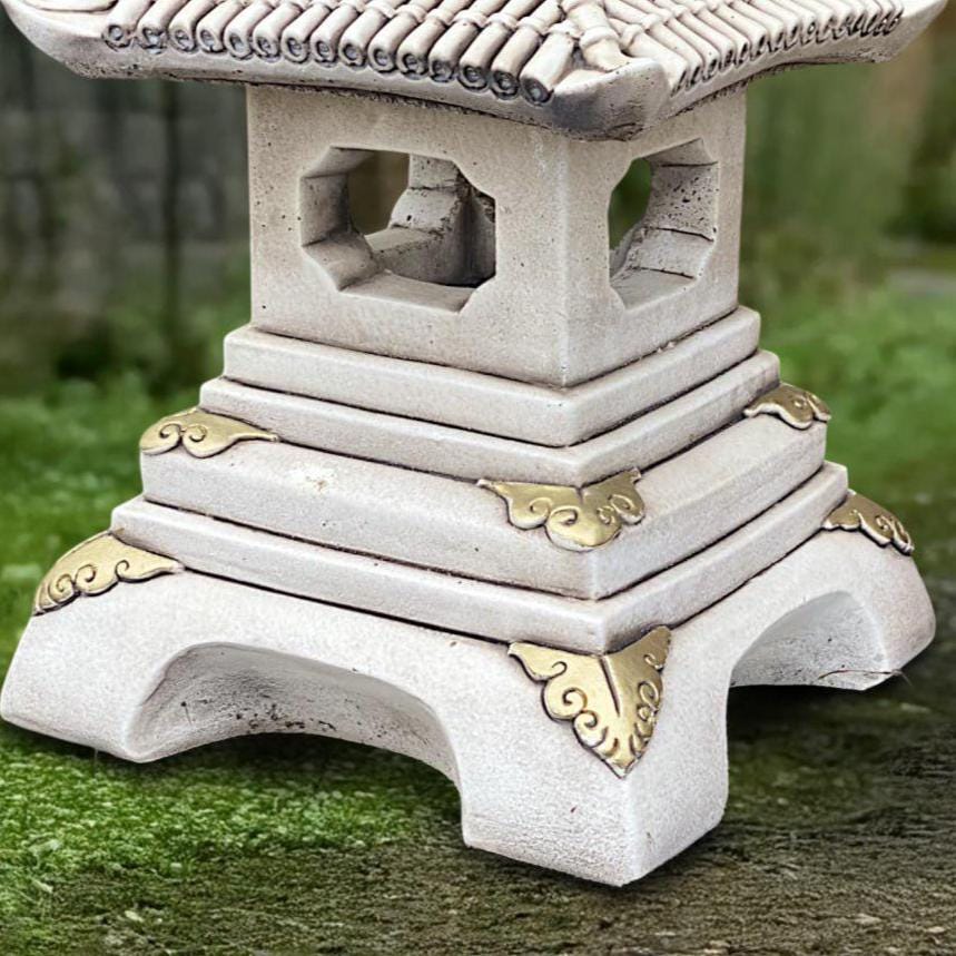 Concrete Pagoda Lantern Stone Zen Statue Asian Garden Figurine