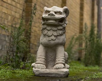 庭用の大きなコンクリート製守護獅子像 伝統的な中国の狛犬の彫刻 耐久