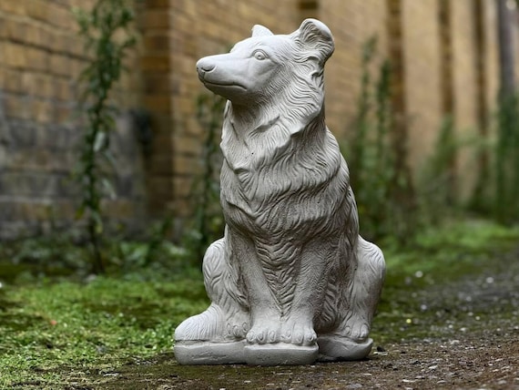 花崗岩 犬の彫刻 約60cm Rough Collie Dog Statue Elegant Garden Sculpture Haired Collie