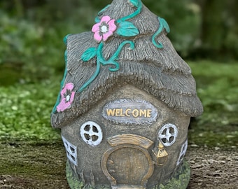Concrete fairy house sculpture Stone house statue Cement fairy home figurine Front door decoration Handmade house art House lover gift