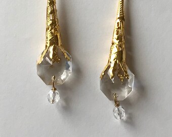 gold and repurposed glass drop earrings