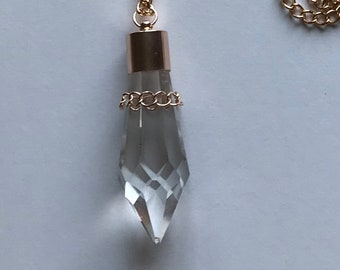 repurposed glass crystal drop necklace