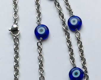 long greek eye bead necklace