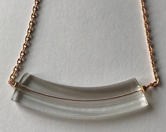 rose gold repurposed glass bar necklace