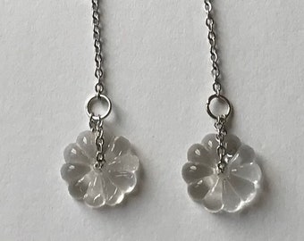 stainless and repurposed glass flower earrings