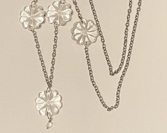 long repurposed glass flower necklace