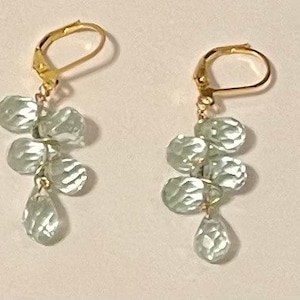 aquamarine  and gold lever back earrings