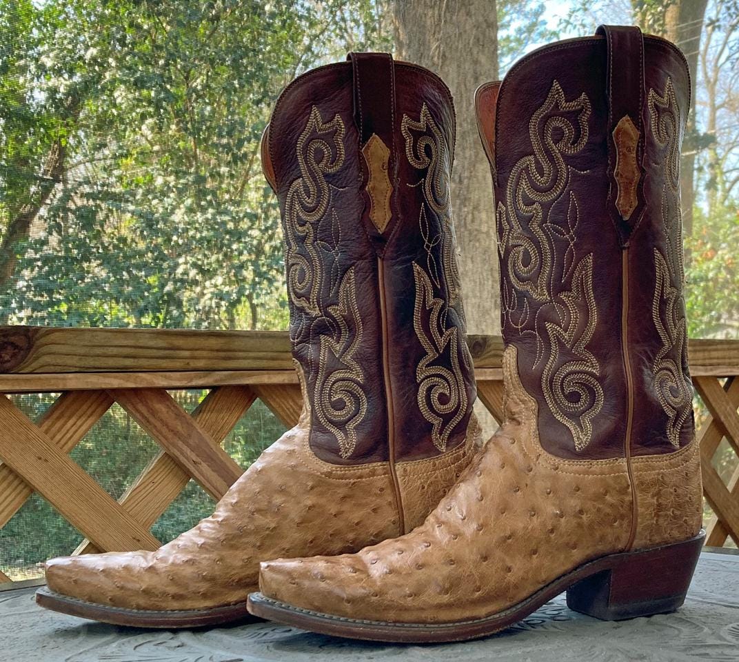 Bottes de cow-girl LUCCHESE vintage 1883 pour femmes, 7,5 cm en cuir fauve, bout pointu western Savannah - Canada