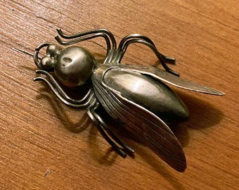 Rare Modernist Cicada Broach or Pendant. .925 Silver. Hallmarked. Benchmade. Taxco Mexico. Vintage.